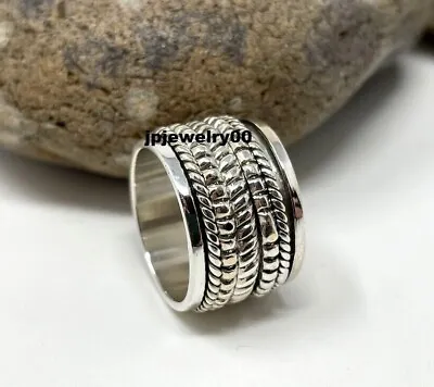 925 Sterling Silver Spinning Ring Fidget Ring Meditation Ring Anxiety Worry Ring • $18.99