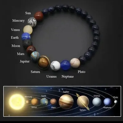 Chakra Space  Planets Bracelet Natural Healing Solar System Bracelet Galaxy • £3.95