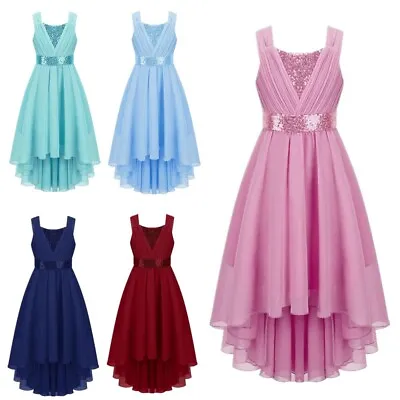 $10.99 • Buy Kids Girls Sequins Chiffon Flower Girl Dress Wedding Party Princess Formal Dress