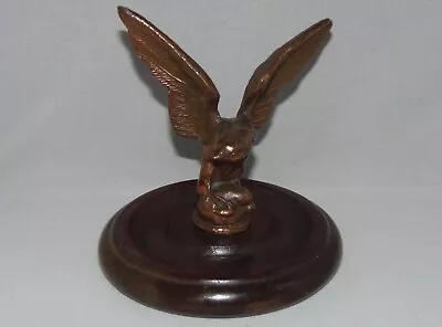 Antique Bronzed Spelter Eagle On Wooden Base Desk Tidy Pin Tray C1910 • $56.83