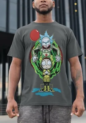 Rick And Morty T-Shirt IT! & Morty Officil Fan Merch Unisex Grey Tee • £10.23