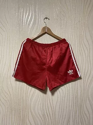 ADIDAS VINTAGE SHORTS 90s FOOTBALL SOCCER SHORTS Sz L MEN RED • $101.89