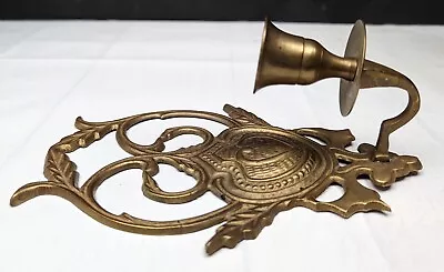 Vintage Single Arm Brass Gold Wall Sconce Candle Holder Ornate • $21.99