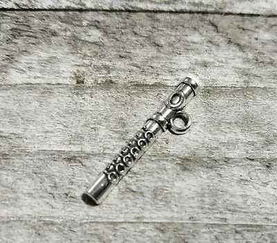 4 Flute Charms Musical Instrument Marching Band Pendants Antiqued Silver • $2.79