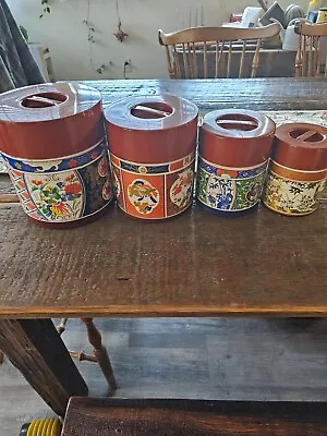 Kitchen Canister Set 4 MCM Vintage  Metal Japan Retro • $50