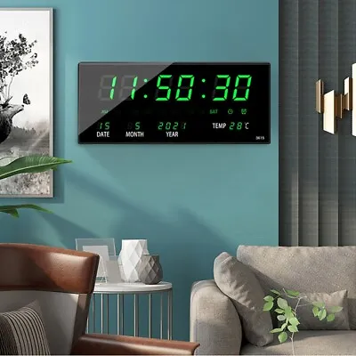 Large Screen Digital Wall Clock LED Display Desk Time Temperature Calendar Date • $38.99