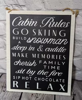 Hanging Wall Sign - Cabin Rules 11x14 Kitchen Farmhouse Decoration • $13