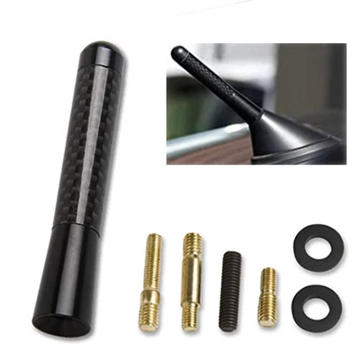 $8.99 • Buy 3  Car Antenna Carbon Fiber Radio FM Antena Black Kit Universal With Screw DIY