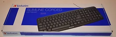 New Verbatim Slimline Corded Usb Keyboard - 99201 - New In Box • $4.99