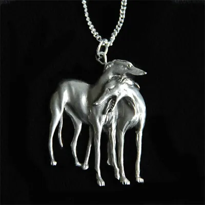 Greyhound Necklace - Whippet Galgo Dog - Jewelry - Two Hounds Necklace • $22