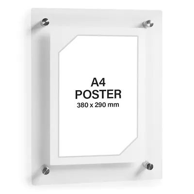 Clear Acrylic Wall Mounted Poster Frame With Satin Finish Stand-Off - A4 • £24.50