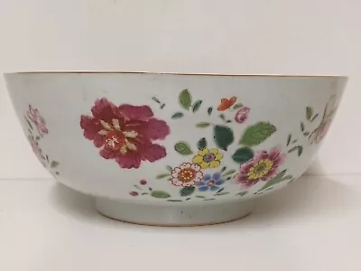 Antique C18th Qing Dynasty Chinese Famille Rose Export Bowl Qianlong Period • £45