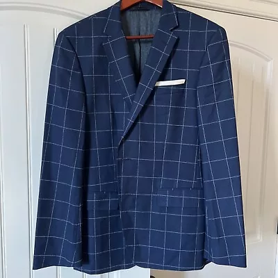 Hugo Boss Slim Lightweight 42R Navy  Windowpane Blazer Sport Coat • $99