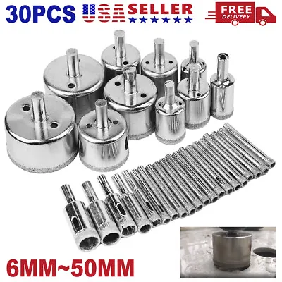 30pcs Diamond Hole Saw Drill Bit Set Maker Cutter Glass Ceramic Tile Porcelain • $14.99