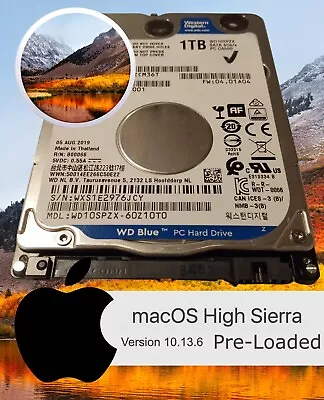 1000GB (1TB) | MacBook Pro Hard Drive High Sierra 10.13 2.5 2010 2011 2012 A1286 • $37.99