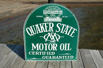 $145 • Buy Old Style Quaker State Motor Oil & Gas 1-sided  Vintage Type Steel Sign Usa Made