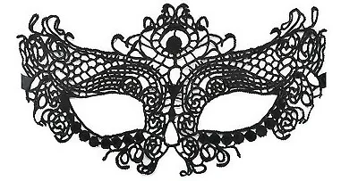 Black Lace Masquerade Eye Mask Fancy Dress Hen Halloween Festivals Gothic Party • £3.15