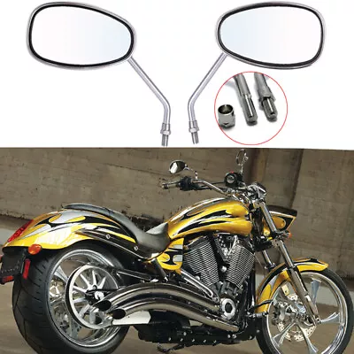 10MM CHROME MOTORCYCLE REAR VIEW SIDE MIRROR FOR Victory Street Jackpot Hammer 8 • $28.08