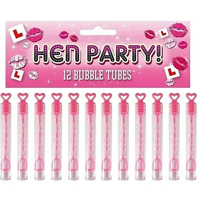 £3.49 • Buy 12 Pink Heart Bubble Tubes Hen Girls Party Bag Fillers Childrens Wedding Favours