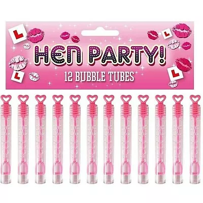 £3.49 • Buy 12 Pink Heart Bubble Tubes Hen Girls Party Bag Fillers Childrens Wedding Favours