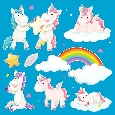 A4 Unicorn Rainbow Stickers Wall Art Girls Room Children's Kids Vinyl Z71 • £3.99