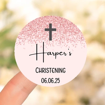 £3.50 • Buy Christening Stickers Personalised, Baptism, Naming Day Favour, Matt Or Gloss