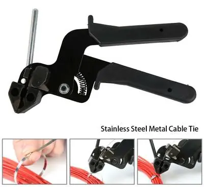 Metal Cable Tie Fasten Gun Plier Stainless Steel Crimper Tensioner Cutter Tool • £12.99