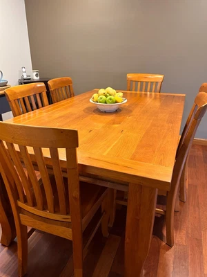 $315 • Buy Solid Timber Dining Table And Chairs X 6 