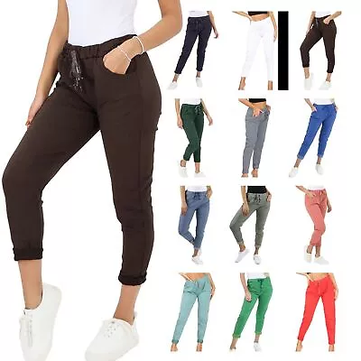 Womens Lagenlook Italian Magic Pants Ladies Casual Stretch Jogger Style Trousers • £17.99