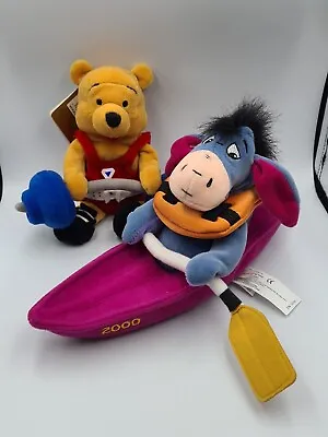 Disney Store Olympics 2000 Winnie The Pooh Weightlifter Eeyore The Kayaker Plush • $36.95