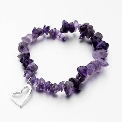 £3.89 • Buy Crystal Gemstone Bracelet Bead 7 Chakra Natural Stone Stretch Jewellery Heart