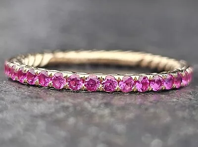 David Yurman Eden Pink Sapphire Band Ring 18k Rose Gold Eternity Sz 5.5 $1650 • $1111.35