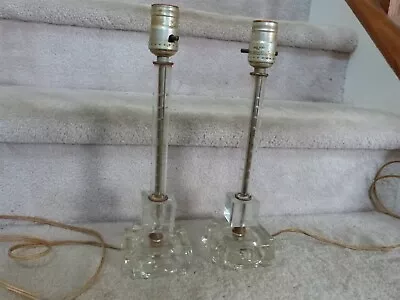 2 VINTAGE MCM Acrylic Lucite Table Or Budoir Lamps Lights 13 T • $29.20