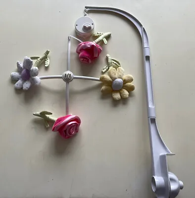  Flower Floral Rose Daisy Girl Baby Nursery Musical Crib Mobile W/ Arm White  • $34.99