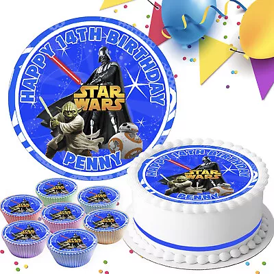 Star Wars Birthday Personalised Edible Icing Sheet 7.5 Inch Cake Topper 749 • £7.99