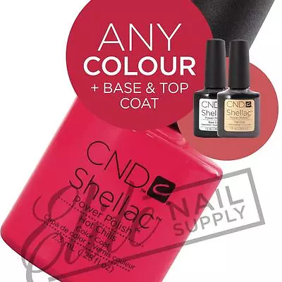 CND SHELLAC Color Coat 7.3ml - Any 1 Colour + Base + Top + FREE Remover Wraps  • $72.60