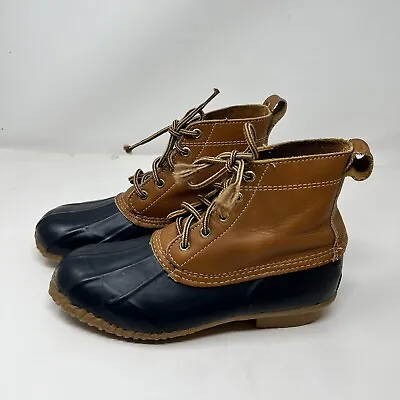 Eddie Bauer Duck Boots Mens 7 Womens 8.5 Rain Snow Winter Brown Leather USA Made • $39.99