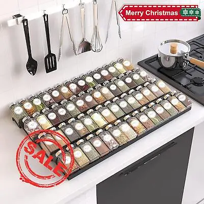 2x Expandable Spice Storage 4-Tier Drawer Organiser Kitchen Seasoning Spice Rack • £9.49