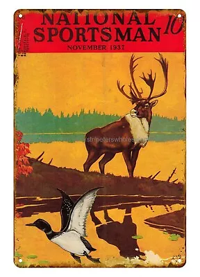 Garage Design 1937 National Sportsman Hunting Deer Mallard Ducks Metal Tin Sign • $15.85