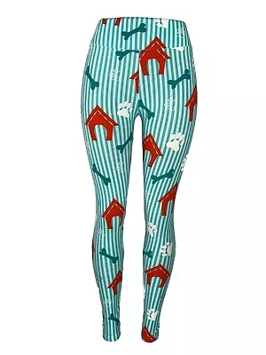 Puppy Dog Paw Print Leggings Dog House Bones Green Vertical Stripes!  • $15.99