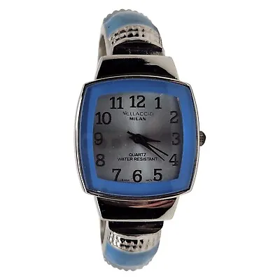 Womens Blue And Silver Enamel Vellaccio Hinged Cuff Watch • $15
