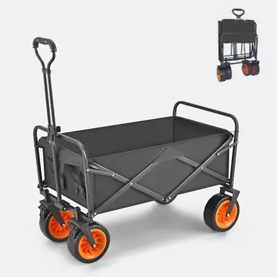 8 Inch Wheel Black Folding Beach Wagon Cart Trolley Garden Outdoor Picnic Campin • $137.95