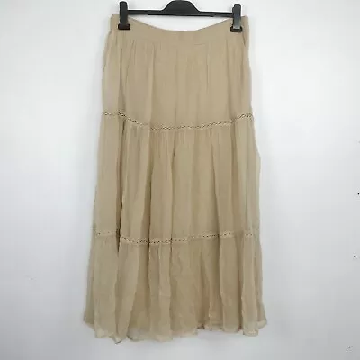 Tigerlily Skirt Size 16 Maxi Tiered Chiffon Overlay Ivory Gorgeous Ruffle Boho • $64.90