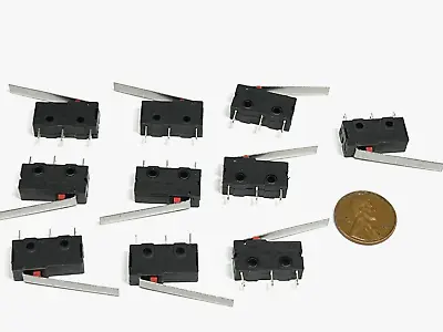 10 Pieces Limit Micro Switch Long Straight Hinge Momentary SPDT 10x Small C23 • $12.05