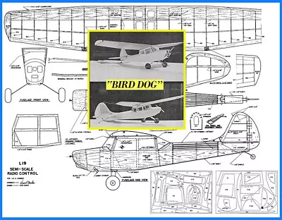 Model Airplane Plans (RC): Cessna L-19 Bird Dog 46  Wingspan Scale For 1/2A  • $25.64