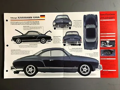 1955 - 1974 Volkswagen Karmann Ghia Poster Spec Sheet Folder Brochure - RARE! • $14.95