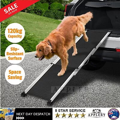 Pet Dog Ramp For Car Stairs 4WD Cat Telescopic Portable Adjustable Non Slip Ramp • $117.38