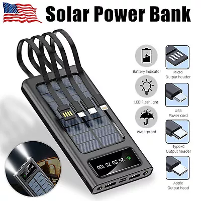 Solar Power Bank 9000000mAh 4 USB Backup External Battery Charger For Cell Phone • $16.39