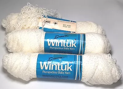 Dawn Wintuk Pompadour Baby Yarn Caron White Lot Of 3 Weight 4.6 Oz Total Vintage • $12.99