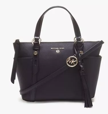 MICHAEL KORS Sullivan Black Saffiano Leather Tote Crossbody Satchel Handbag • $45